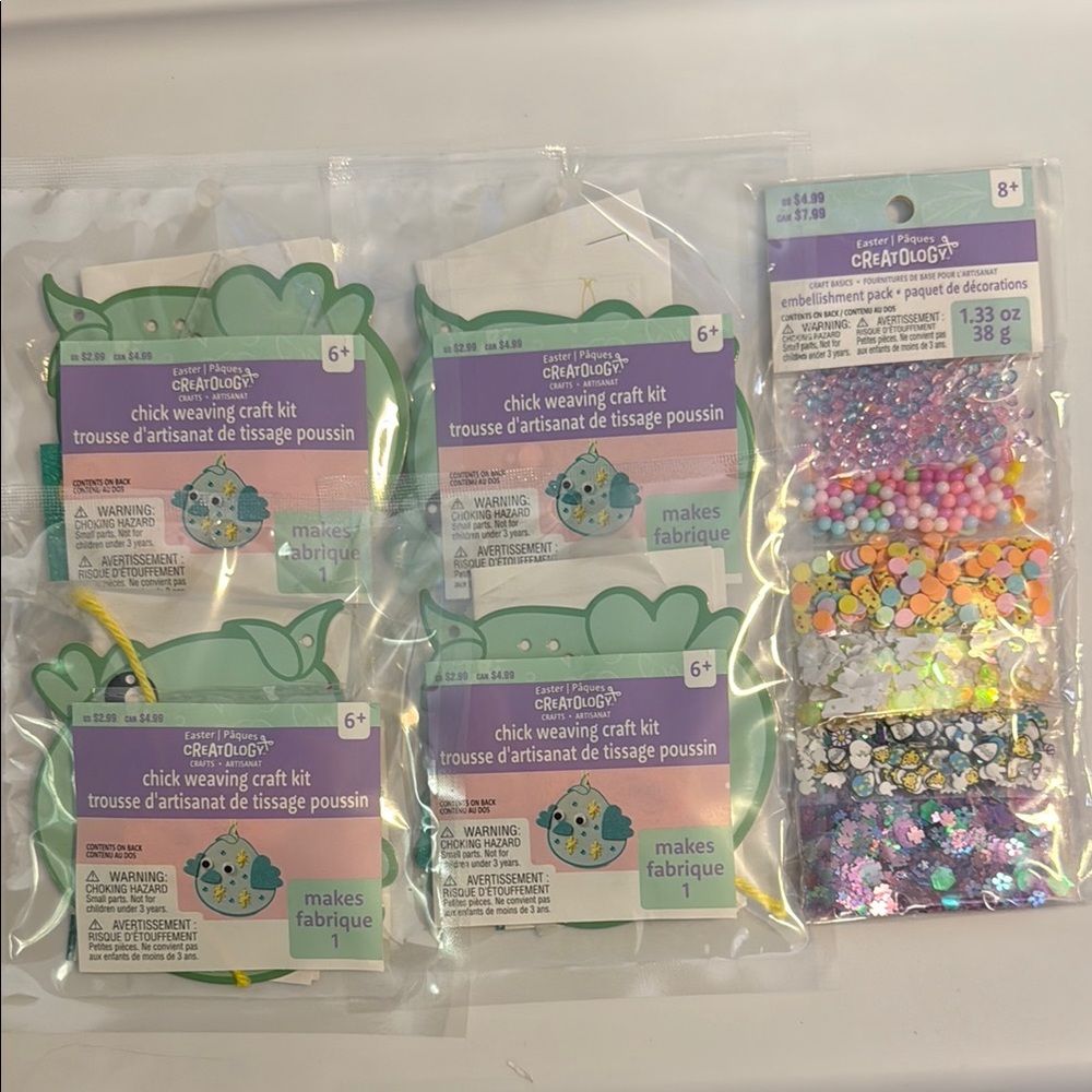 🌻 Crafting Bundle - 4 Chick Weaving Kits and 1 Embellishment Pack